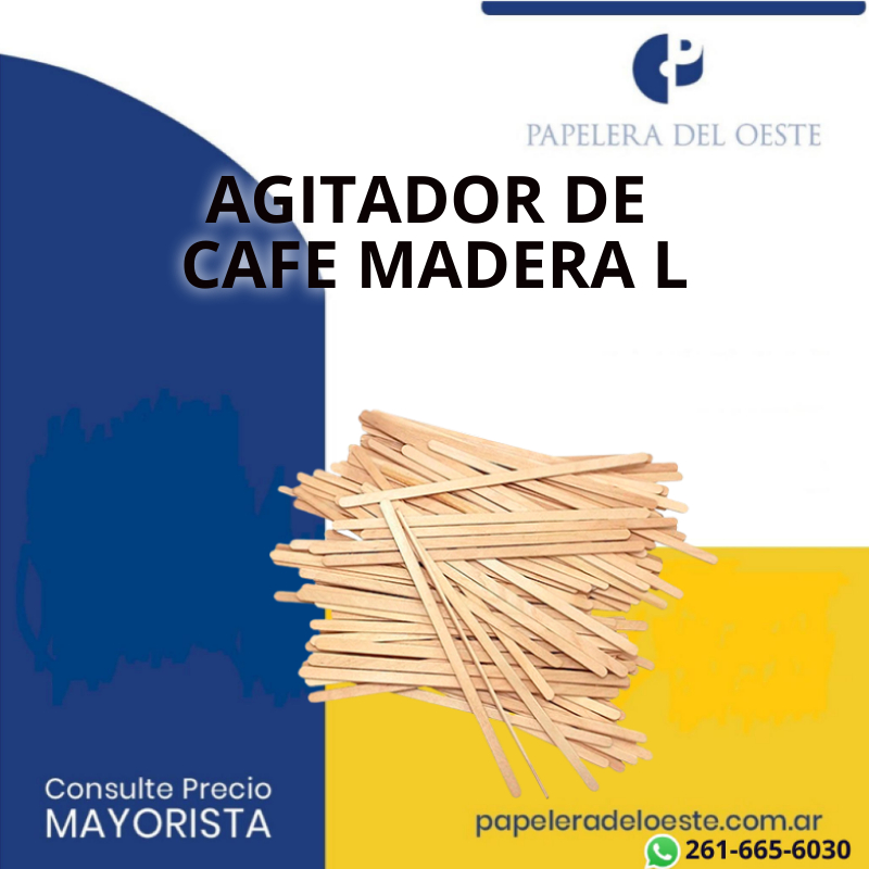 AGITADOR CAFÉ ECO LARGO MADERA X200 - Papelera del Oeste