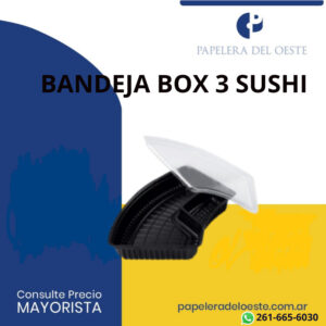 BANDEJA BOX 3 (SUSHI C/ DIVISION C/TAPA) X1